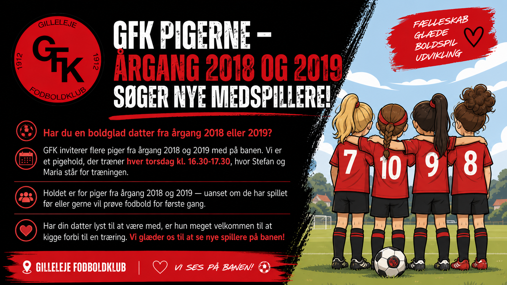 GFK piger årgang 2018 og 2019 søger nye spillere
